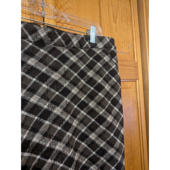 Tory Burch Skirt Womens L Plaid Wool Brown & Black Preppy Office - Picture 3 of 13